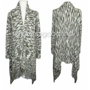 NORDSTROM Confess Green White Long Line Long Sleeve Sweater EUC sz M